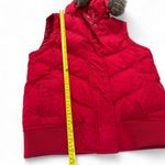Gap Vintage Y2K  Size S Red Down Winter Puffer Vest Fur Lined Removable Hood Photo 5