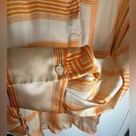 Mango  MNG Satin Print Blouse Tunic Orange‎ Oversized Long Sleeve Imported Size 6 Photo 5