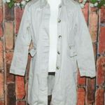 Ann Taylor Ladies M Khaki Button Front Trench Coat Classic Heavyweight Pockets Photo 0