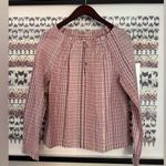 Rebecca Taylor La Vie Long Sleeve Lurex Plaid Top Pink Plaid Blouse Size Small Photo 4