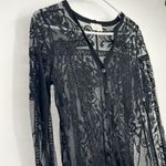 Ember Womens Black Button Sheer Lace Blouse M Western Boho Festival Hippie Size M Photo 4