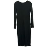 Marine layer  Lexi Rib Long Sleeve Midi Dress Black Photo 2