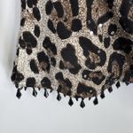 Vintage MSK Crossover Top Womens Small Brown Animal Print Mob Wife Beaded Sequin Photo 3