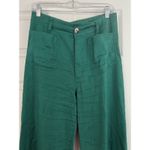Anthropologie Maeve 28 TALL The Colette Pant Kelly Green Cropped Wide Leg Linen Photo 3