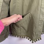 Talbots Jacket Pom Pom Army Green Flap Pockets Gorpcore Lightweight Women’s L Photo 3