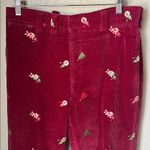 Vintage red corduroy Christmas embroidered pants Size M Photo 2