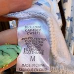 Chaser White Blue Star Print Long Sleeve Top w/ Back Cutout Size M Photo 2