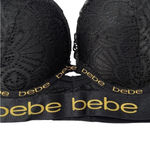 Bebe Womens Black Logo Lace Underwire Padded Push Up Bra Size 34C Photo 1