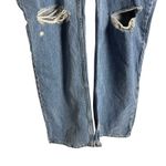 ZARA  Blue Denim Straight Leg High Rise Distressed Cut Destructed Jeans Size 4 Photo 4