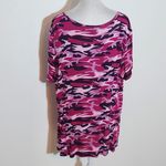 Ashley Stewart Purple and Pink Camo Tee Size 18/20 Colorful Camo Top Photo 4
