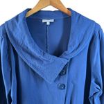Habitat  Blue Asymmetrical Button Front Top with Wide Collar Size XL Cotton Photo 2