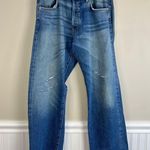 ZARA Woman Studio Distressed Straight Leg Jeans Blue Denim Size Small High Waist Photo 13