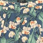 PATBO FLORAL BLUE GREEN TROPICAL RUFFLE SIDE HIGH RISE WAIST SHORTS 6 Photo 6