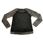 Nabee Tribal Print Open Knit Back Top Size Small Edgy Punk 90s Y2K Casual Tan Photo 1