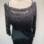 Black Full Length Dress Lace Top On Off Shoulder Bodycon Angel Fashions Formal Size L Photo 3