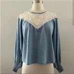 ZARA Oversized Embroidered Denim Shirt Blouse Size Medium A13 Photo 3