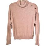 Pink Rose Mine Womens Sz M  Turtleneck Sweater Button Accents Soft Textured Photo 0