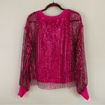Anthropologie Pilcro by Metallic Pink Mesh Long-Sleeve Sequin Top Size Medium Photo 10
