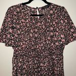 Pink Floral Maxi Short Sleeve Dress NWOT Red Size L Photo 1