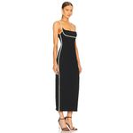 Paris Georgia Womens Dress in Black Leather Lime Small New Midi Cocktail Photo 2