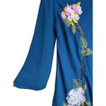 Anthropologie Varun Bahl Hydrangea Floral Dress Blue Applique Embroidery Sz 0 Photo 4