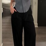 Akira Blue Collared Split Sleeve Round Raw Hem Top Photo 0