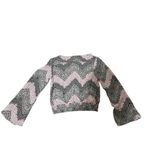 Love, Fire Black, White, and Pink Love Fire Long Sleeve Top With Chevron Design Photo 3