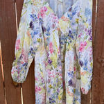 H&M Floral Watercolor Long-Sleeve Flowy Mini Dress Women’s Size Small Photo 0