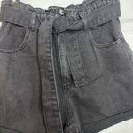 Stradivarius Women's Black Shorts Large High Rise Paper bag Stretch Waist Mom Photo 7