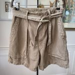 MOTHER The Chute Paperbag Shorts Linen Blend High Rise Olive Green $148 26 Photo 2