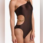 L'Agence L’AGENCE Ava Cutout Chain One-Shoulder Underwire One Piece Swimsuit,Small, $275 Photo 3