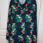 Duluth Trading Company  Tropical Zip up Floral Hooded Jacket XL Green Black Coral Photo 4