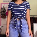 Rue 21 Ruse 21 navy blue striped baby tee tie up Photo 0