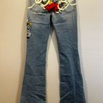 Ed Hardy  Light Blue Flare Jeans with Skull Art Photo 3