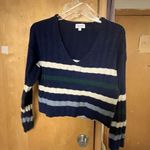 True Craft  Cropped Sweater Blue with White and Green stripes Photo 1