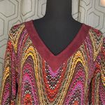 Sandra Darren  Suede Trim V Neck Long Sleeve Dress Size 10 Photo 4