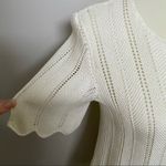 frame denim Frame Top Le Crochet Mako Boxy Scalloped Hem Knit Short Sleeve Ivory Cream Photo 5