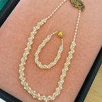Vintage white pearls with gold crystal breads Necklace and Bracelet set Photo 3