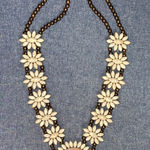 Squash Blossom Style necklace with real stone and bronze colored setting Brown Photo 0