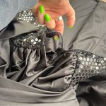 Vintage 80s Black Sweetheart Strapless Ruffles Bow Sequin Tiered Prom Dress SM Photo 10