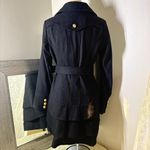 Guess Vintage  Black Double Breasted Wool Trench Coat with Gold Accents Photo 12
