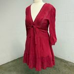 Free People Baevely Bohemian red crochet detailed long sleeve babydoll dress Photo 1