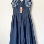 Chi Chi London Nwt Appliqué Fit Flare Party Dress Navy 4 Photo 4