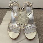Casadei  Women’s Clear & White Leather Strappy Heeled Sandals Size 6 Photo 3