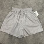 Good American  Paperbag Leather Shorts Size 0 Purple Drawstring Waist Classy Chic Photo 2