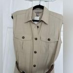 H&M New safari Sleeveless Beige Button-Up Dress with Belt size small Photo 4
