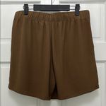 Eileen Fisher NWOT Chocolate Brown Crepe Tencel Blend Pull On Shorts - Sz Small Photo 10