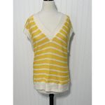 ZARA Oversized Striped Knit V-Neck Sweater Vest Sleeveless Yellow White Small Photo 11