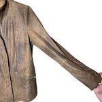 Chico's  Moto Jacket Womens‎ Size 4/6 Brown Distressed Faux Suede Lace-Up Cuffs Photo 4