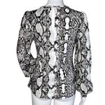 EXPRESS  Shirt Womens Small Black Gray Snake Print Blouse Puff Sleeves Reptile‎ Photo 3